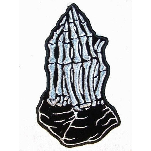 SKELETON BONES PRAYING HANDS PATCH P7270 jacket patches BIKER EMBROIDERIED Image 1