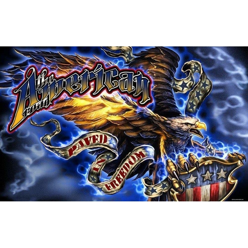 DELUXE PAVED IN FREEDOM EAGLE 3 X 5 BIKER FLAG FL529 bikers skull 3X5 Image 1