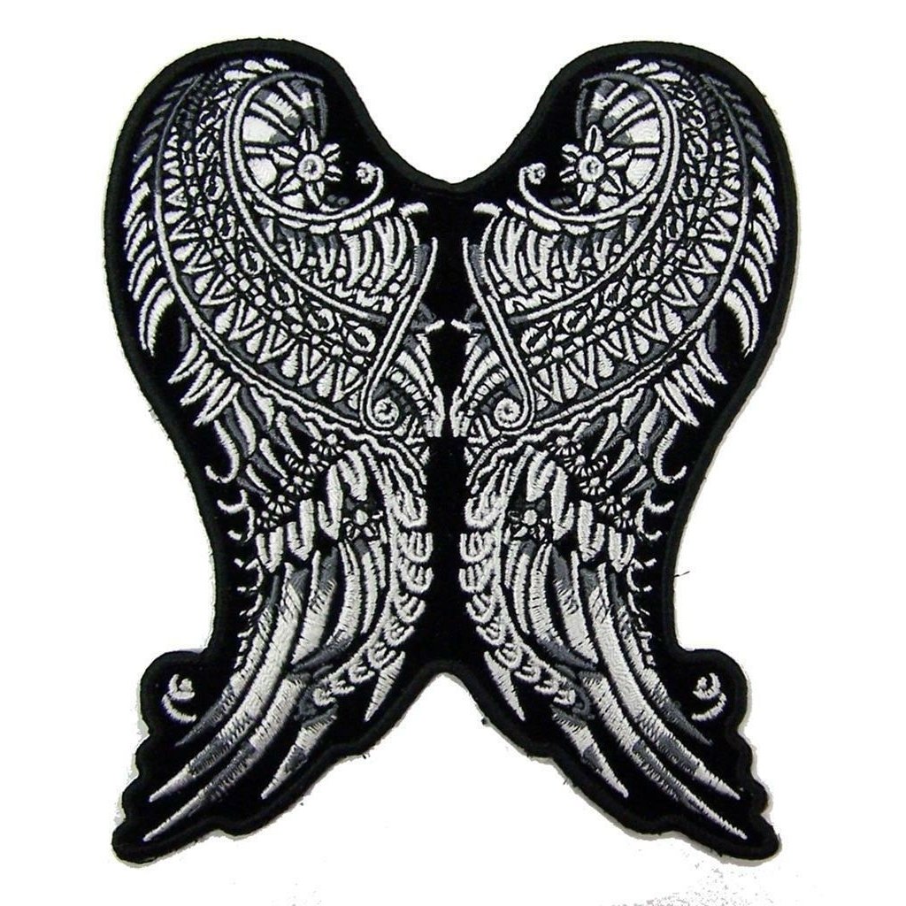 ORNATE ANGEL WINGS PATCH 9183 EMBROIDERED 5 INCH BIKER WING patches angels Image 1