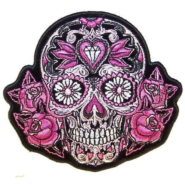 DELUXE EMBROIDERED JEWEL SUGAR SKULL PA6961 iron on novelty biker patches Image 1