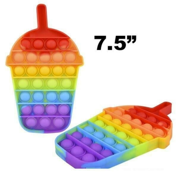 7.5" Rainbow Frappe Drink Bubble Popper Pop Toy poppers toys kids coffee 493 Image 1