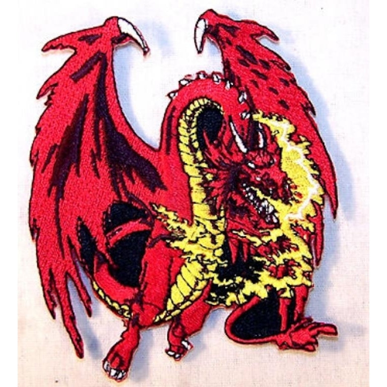 RED DRAGON EMBROIDERED PATCH sew or iron biker P-363 Image 1