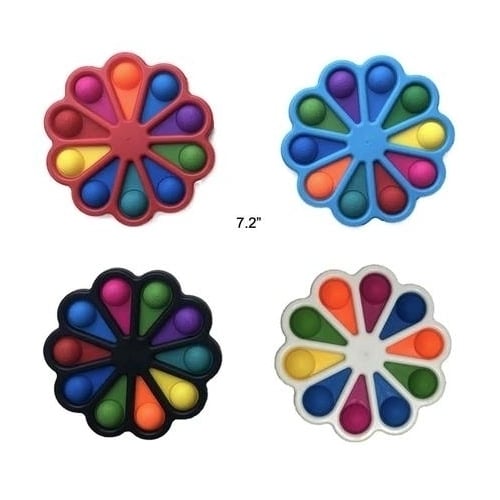 3.6 INCH RAINBOW FLOWER FIDGET and BUBBLE POP SILICONE STRESS RELIEVER TOY 486 Image 1