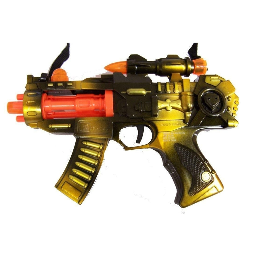 CAMOUFLAGE LIGHTUP PLAY TOY MACHINE GUN w SPINNING BARREL rocket launcher TOYS Image 1