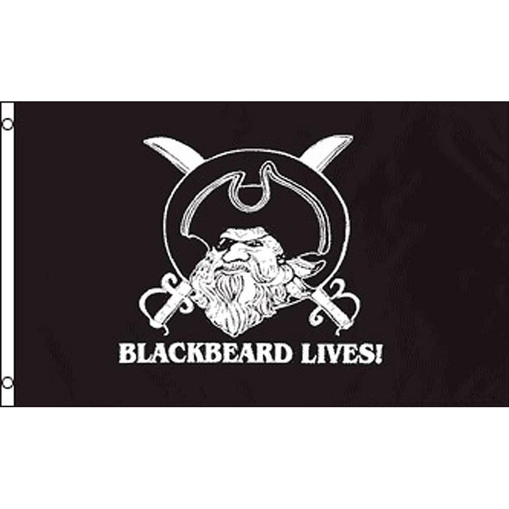 BLACK BEARD LIVES pirate 3 X 5 FLAG FL743 banner wall PIRATES HAT and SWORDS Image 1