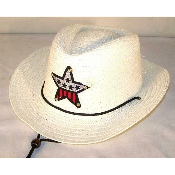 BUY 1 GET 1 FREE KIDS WHITE COLOR COWBOY HAT W USA STAR headwear cowgirl GIRL Image 1