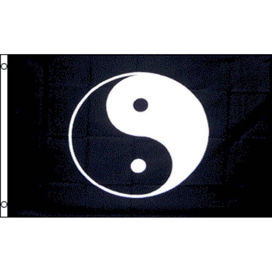 BLACK BACKGROUND YIN YANG 3X5 FLAG banner signs FL115-B happy sad hippie Image 1