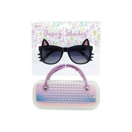 Black Dazey Shades tween Cat Shape Fashion Sunglasses with Case girls kids cute Image 1