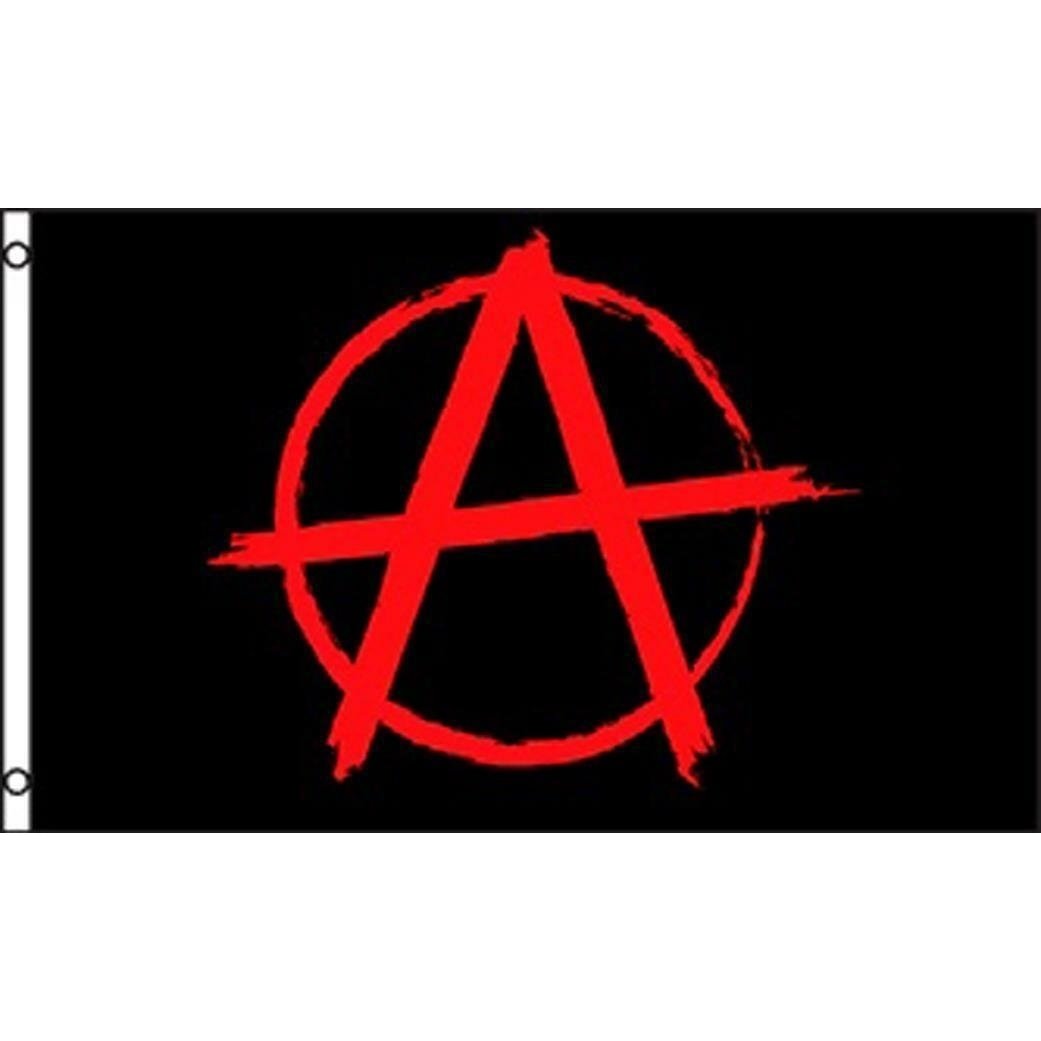 RED and BLACK ANARCHY EMBLEM 3 X 5 FLAG FL737 banner potitical wall hanging Image 1