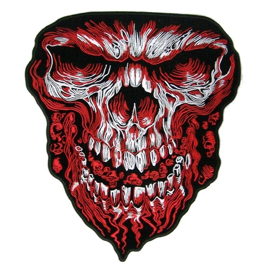 large JUMBO BLOOD SKULL FACE JACKET BACK PATCH 086 EMBROIDERED SKULLS HEAD 11IN Image 1