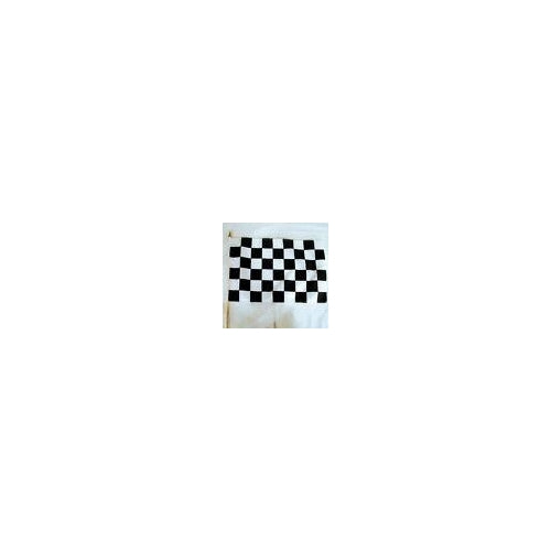 2 CHECKERED 12  X 18 IN FLAGS ON STICK racing flag race black and white 12x18 Image 1