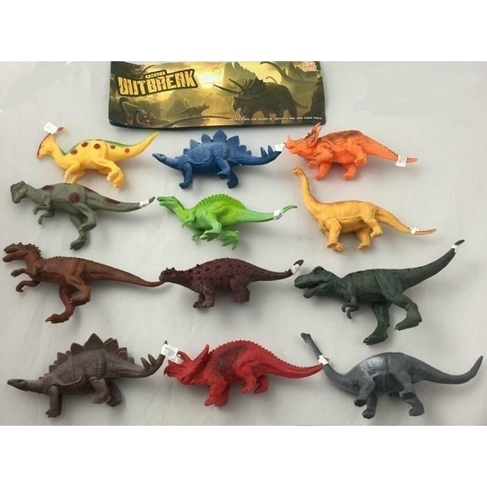 6 ASSORTED PLAY 7 INCH DINOSAURS prehistoric toy dinosaur plastic pvc novelty Image 1