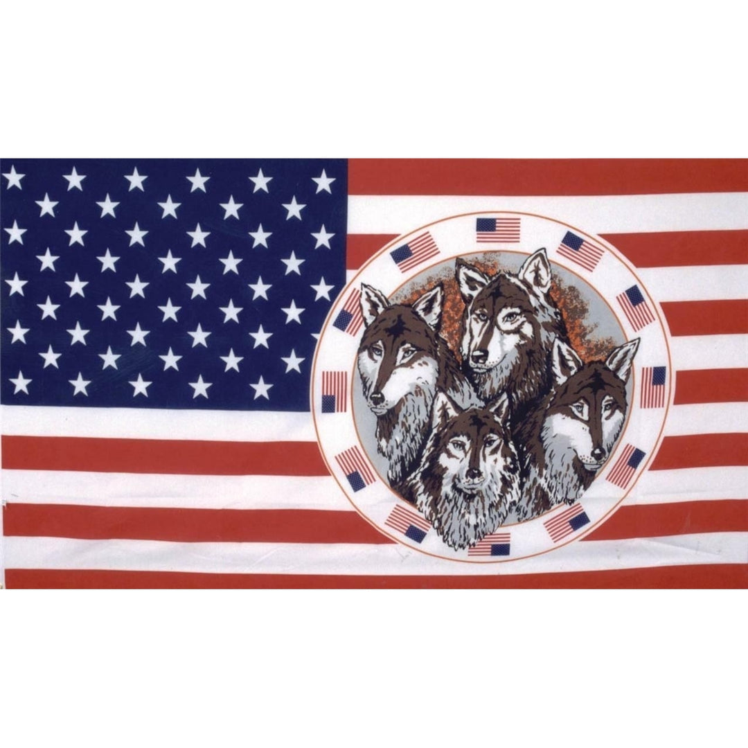 USA CIRCLE OF WOLVES 3X5 FLAG FL309 banner WOLF w grommets united states us Image 1