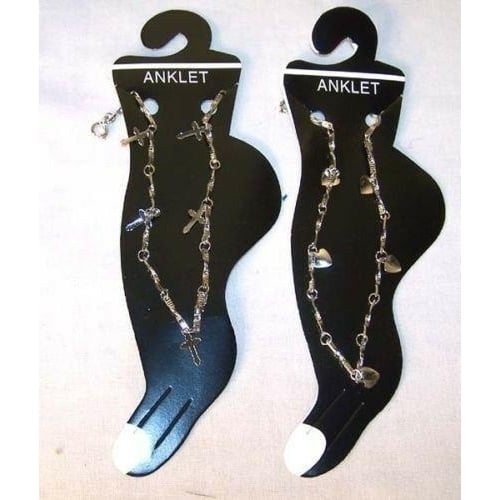 6 ANKLET BRACELET silver chain METAL ankle jewelry chains womens ladies foot Image 1