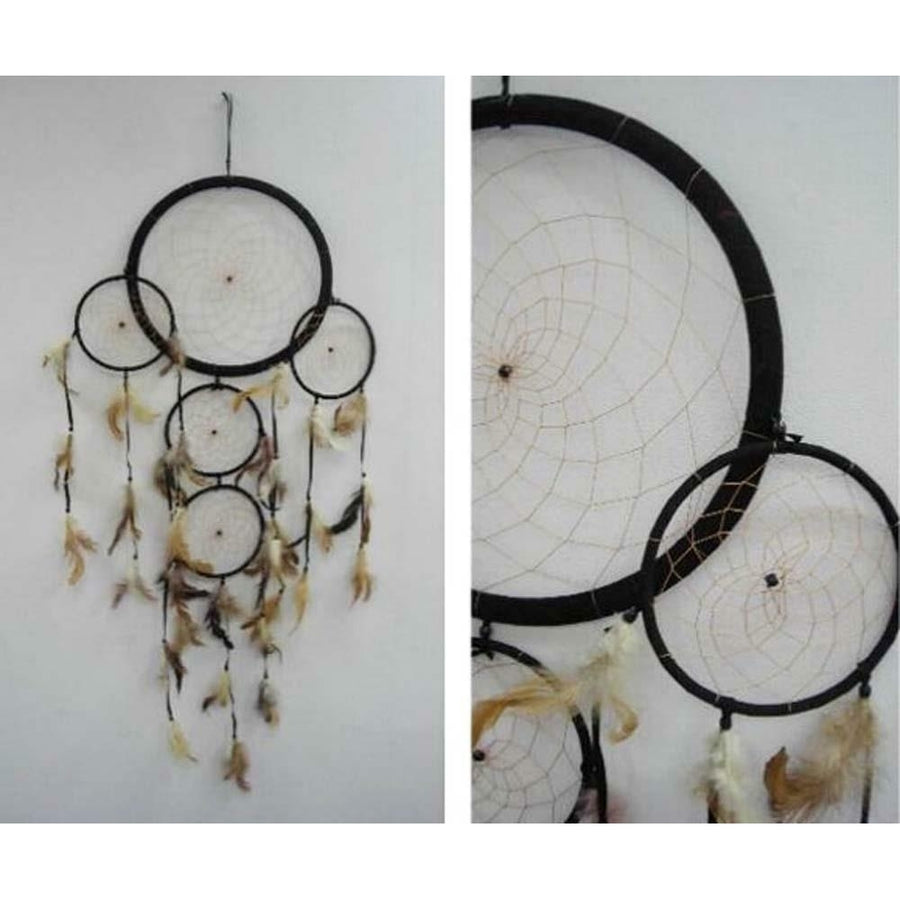 HUGE round BLACK 36 INCH DREAMCATCHER feather bead handmade LARGE dream catcher Image 1