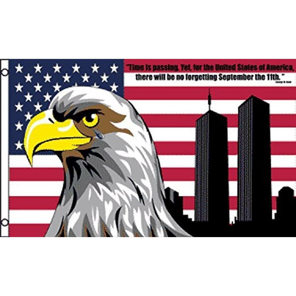 AMERICAN EAGLE 911 NOT FORGET 3 X 5 FLAG FL754 banner wall hanging decoration Image 1