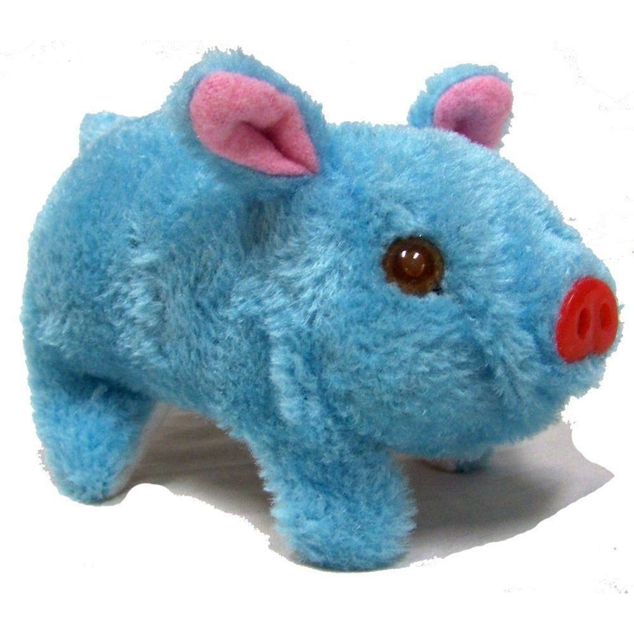 BLUE FUZZY WALKING OINKING TOY MOVING PIG play pet battery operated LIGHT EYES Image 1