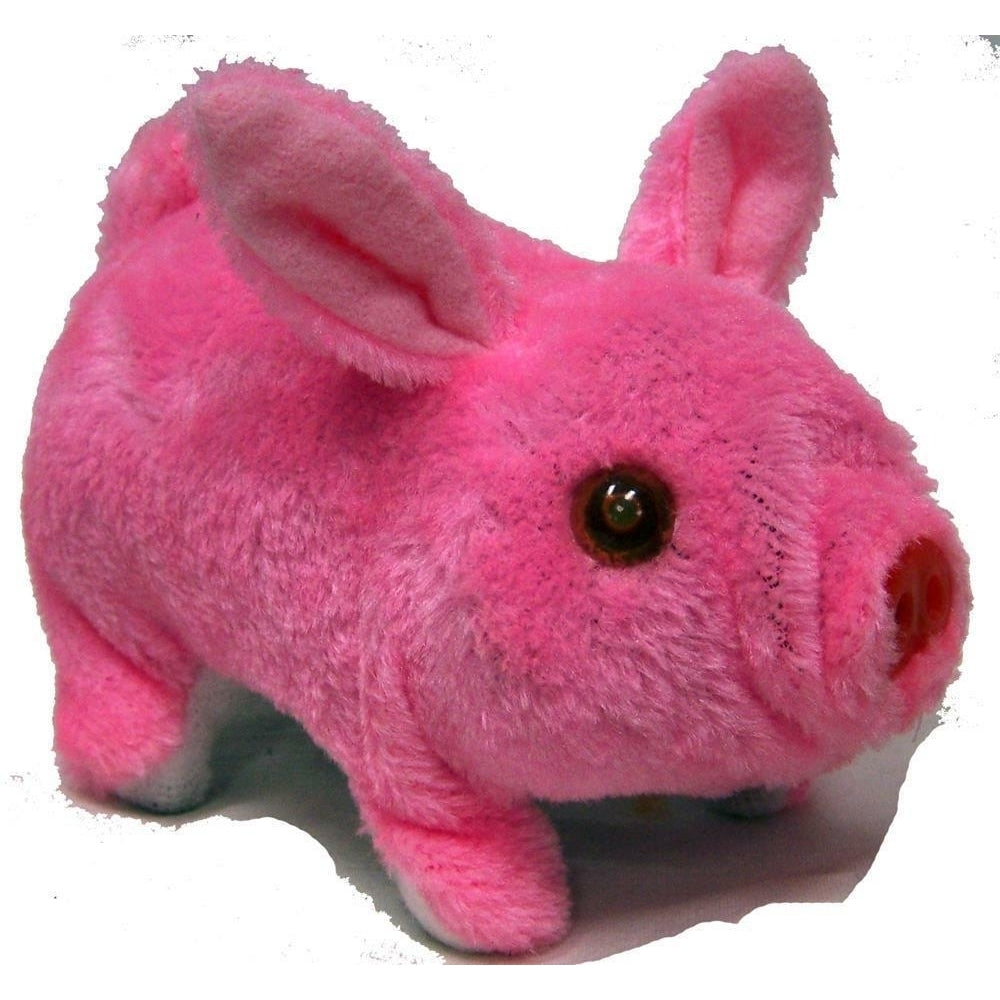 PINK FUZZY WALKING OINKING TOY MOVING PIG play pet battery operated LIGHT EYES Image 1