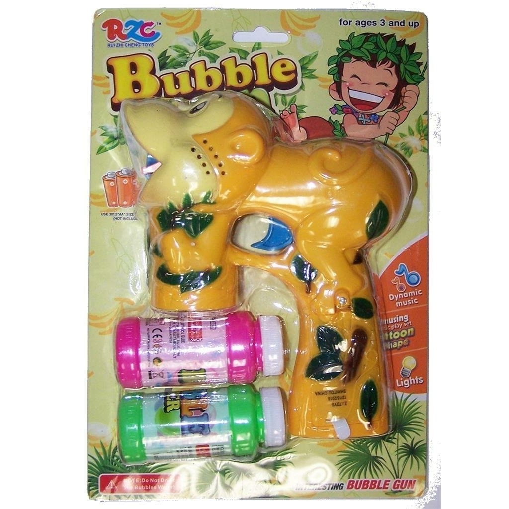LIGHT UP YELLOW FOREST MONKEY BUBBLE GUN WITH SOUND endless toy Maker machine Image 1