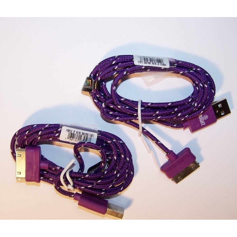 2 PURPLE CLOTH RD IPHONE4 3 I PAD CHARGER PHONE CORD and 1 USB BRIGHT LED LIGHT Image 1