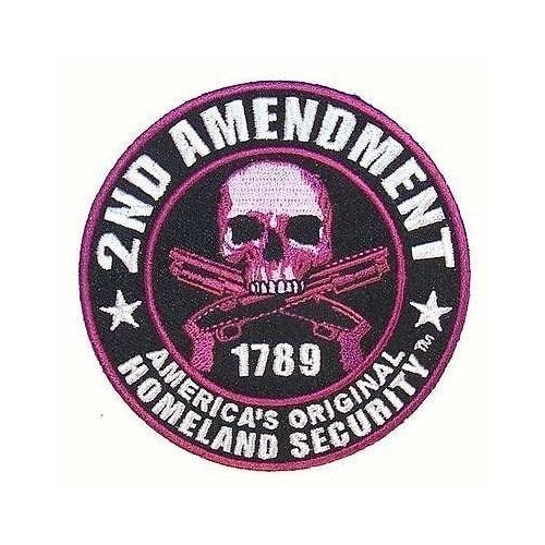 DELUXE EMBRODIERED 2ND AMENDMENT PA7060 PURPLE SKULL SECURITY PATCH gun control Image 1