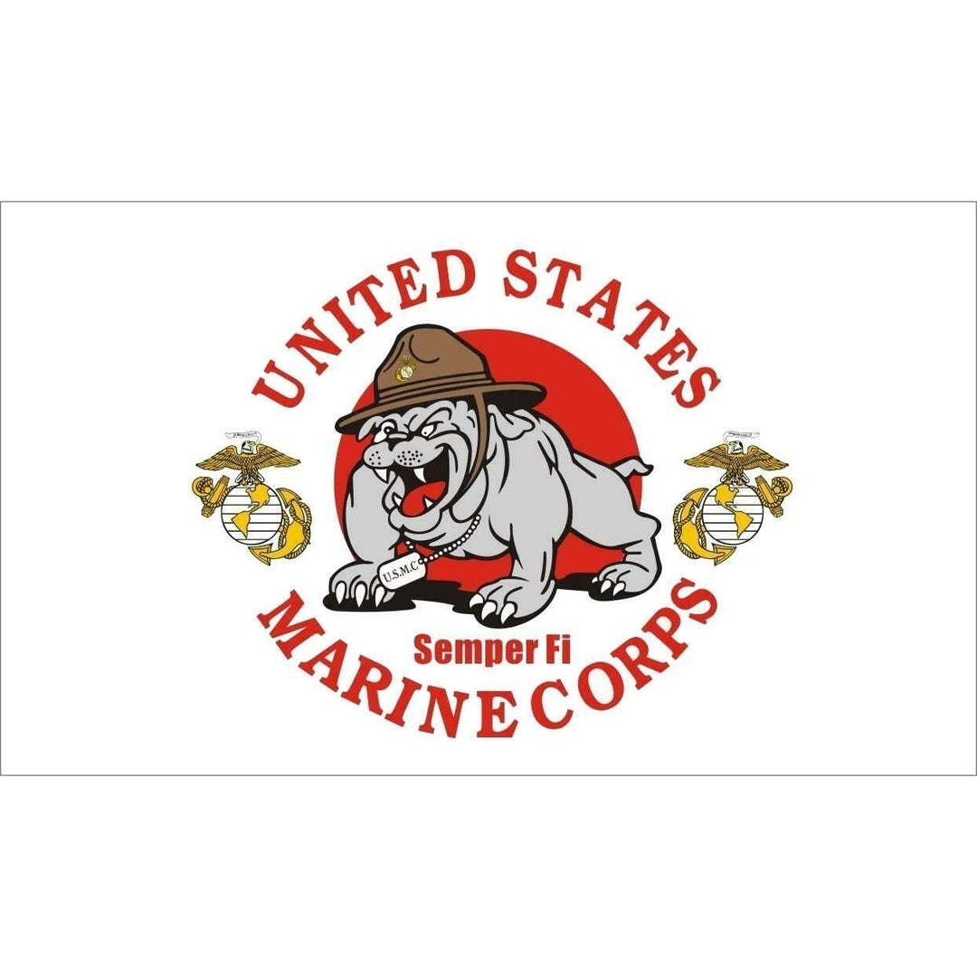 US MARINES CORP BULLDOG MASCOT 3X5 FLAG FL767 grommets united states military Image 1