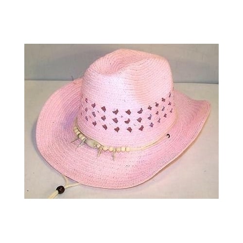 unisex PINK WOVEN WESTERN COWBOY HAT WITH BEAR CLAW HEAD BAND western wear 127 Image 1