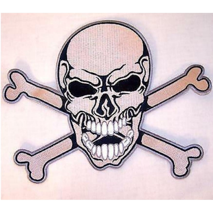 JUMBO SKULL AND CROSS BONES JACKET BACK PATCH embroidered biker JBP2 skulls Image 1