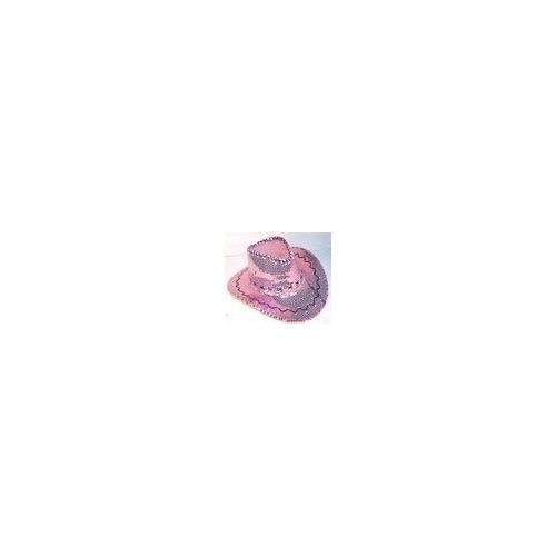 6 SEQUIN PINK COWBOY HAT party supply western supplies Image 1