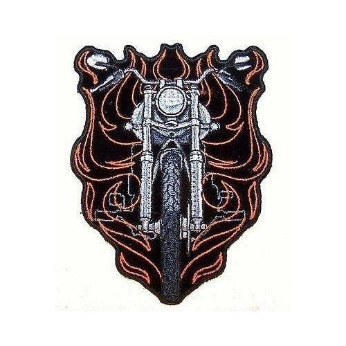 DELUXE EMBRODIERED MOTORCYCLE FLAMES FRONT PA6770  iron on biker patches bike Image 1