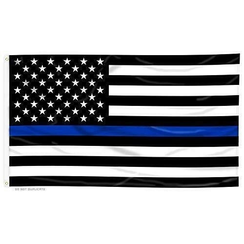 BLACK WHITE UNITED STATES BLUE THIN LINE 3 X 5 FLAG banner FL684 military police Image 1