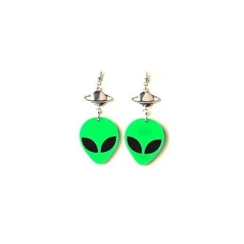 Acrylic Alien Head Space Earrings ufo jewelry ladies dangle JL690 aliens Image 1