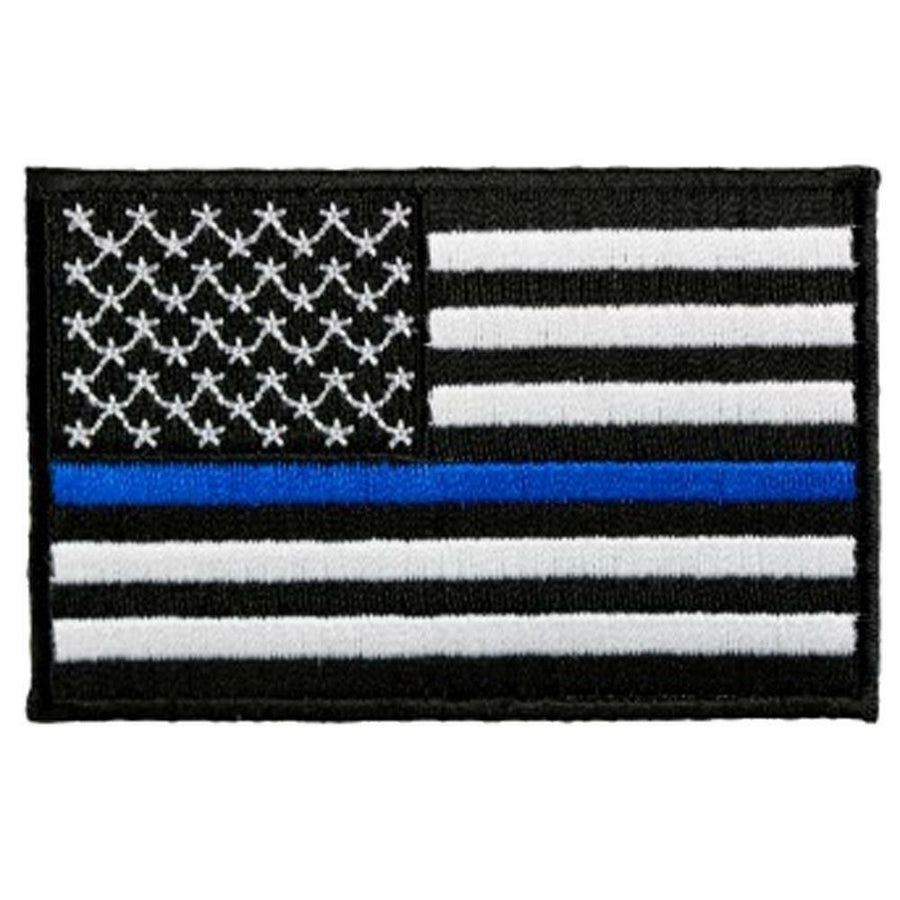 THIN BLUE LINE BLACK and WHITE AMERICAN FLAG ARM PATCH P5111 jacket 3" BIKER Image 1