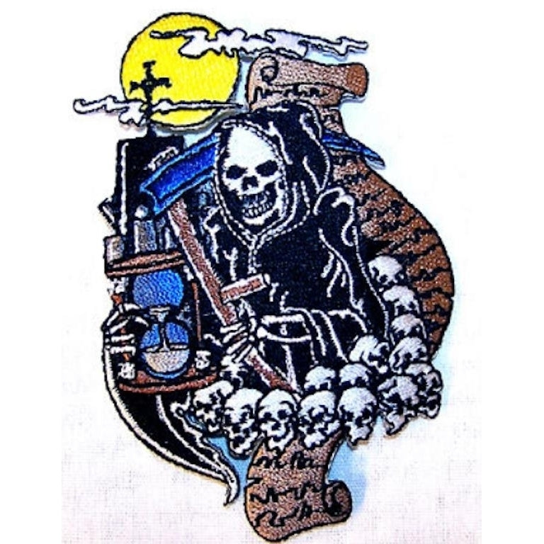 DEATH REAPER EMBROIDERED PATCH sew or iron  P396 bulk lot heat appliques Image 1