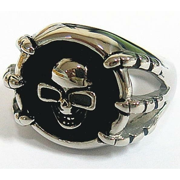 SKULL HEAD W CLAWS STAINLESS STEEL RING size 8 silver metal S-521 biker unisex Image 1