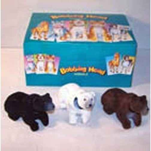 2 BOBBING HEAD BEARS bear black brown animals fun toys Image 1