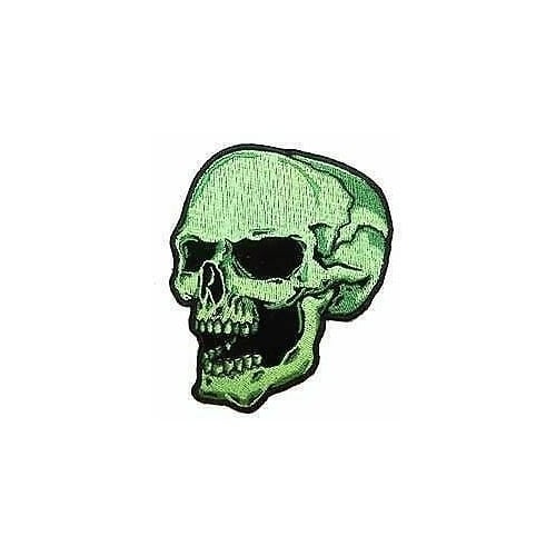 GREEN SKULL AWESOME PATCH 5840 EMBROIDERED 5 IN BIKER patches iron on Image 1