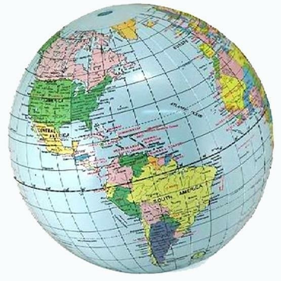 12 INFLATABLE 12 INCH BLUE WORLD GLOBE inflate earth ball sphere novelty map Image 1