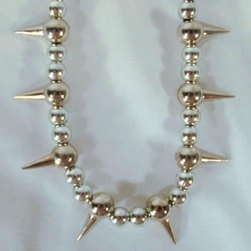 2 SPIKE BALL CHAIN METAL 18 INCH NECKLACE mens womens spikes jewelry JL235 Image 1