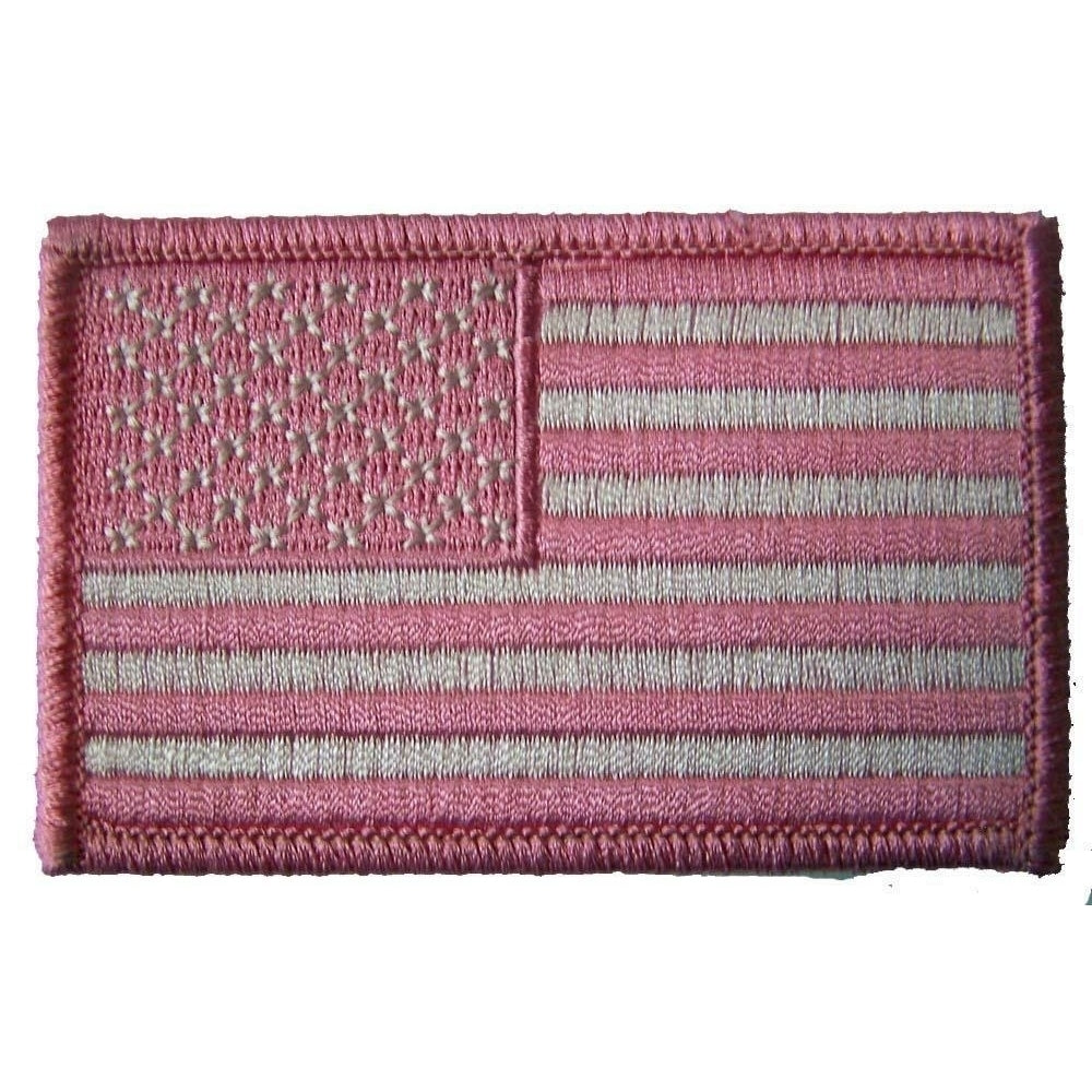 PINK AMERICAN FLAG left arm PATCH P7011 jacket 3" BIKER EMBROIDERED military Image 1