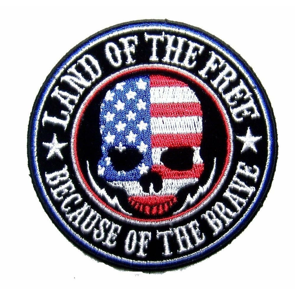 LAND OF THE FREE / BRAVE  MOTORCYCLE PATCH P8060 jacket BIKER EMBROIDERIED Image 1