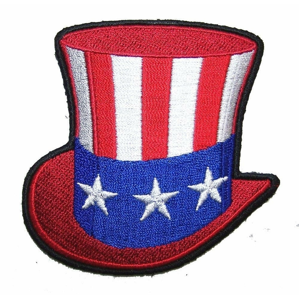 UNCLE SAM AMERICAN FLAG HAT  PATCH P8250  jacket BIKER EMBROIDERED patches Image 1