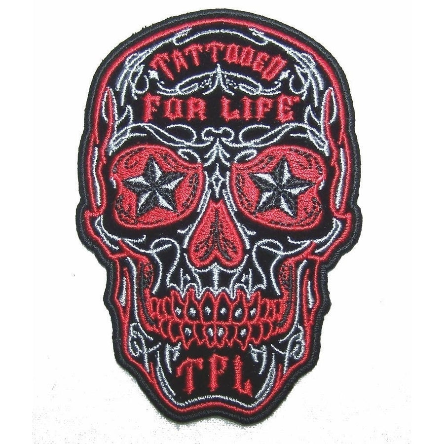 DAY OF THE DEAD MENS SUGAR SKULL PATCH P8000  jacket BIKER EMBROIDERED IRONON Image 1
