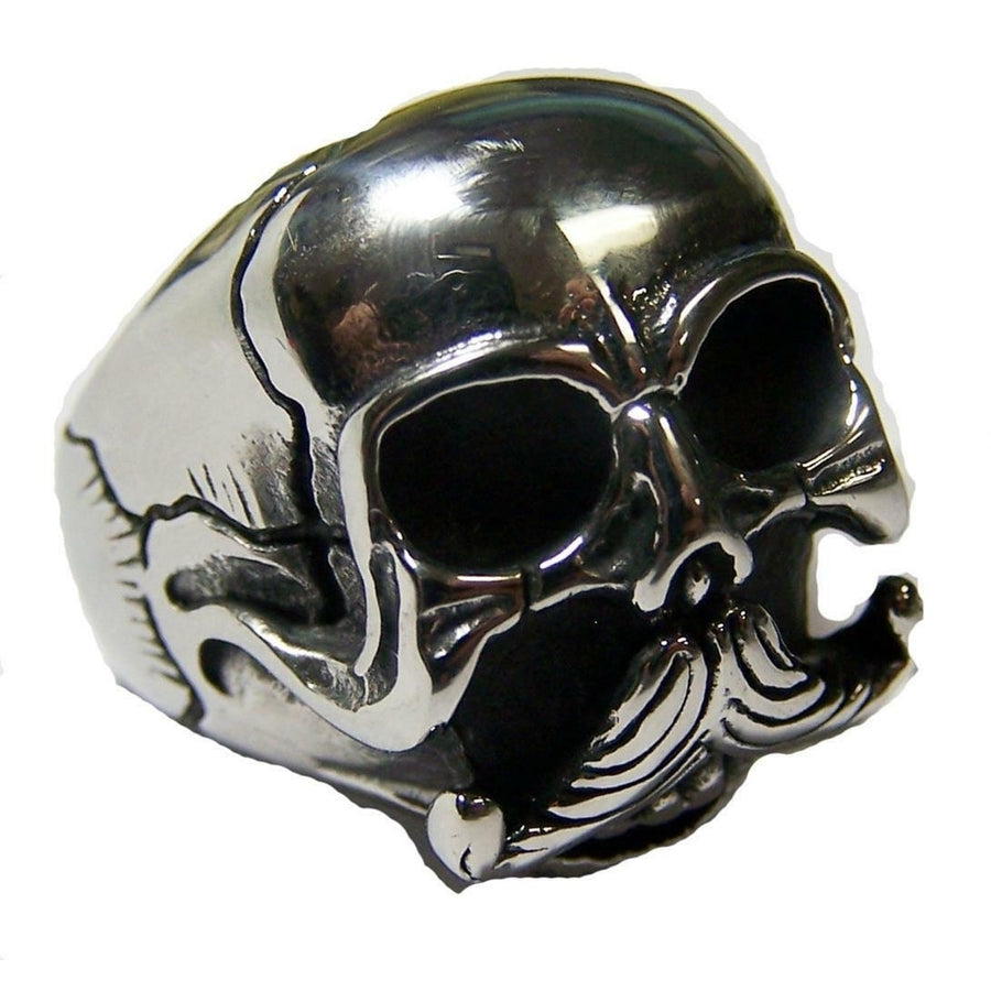 SKULL HEAD W LG MUSTASHE STAINLESS STEEL RING size 13 - S-551 biker MEN women Image 1