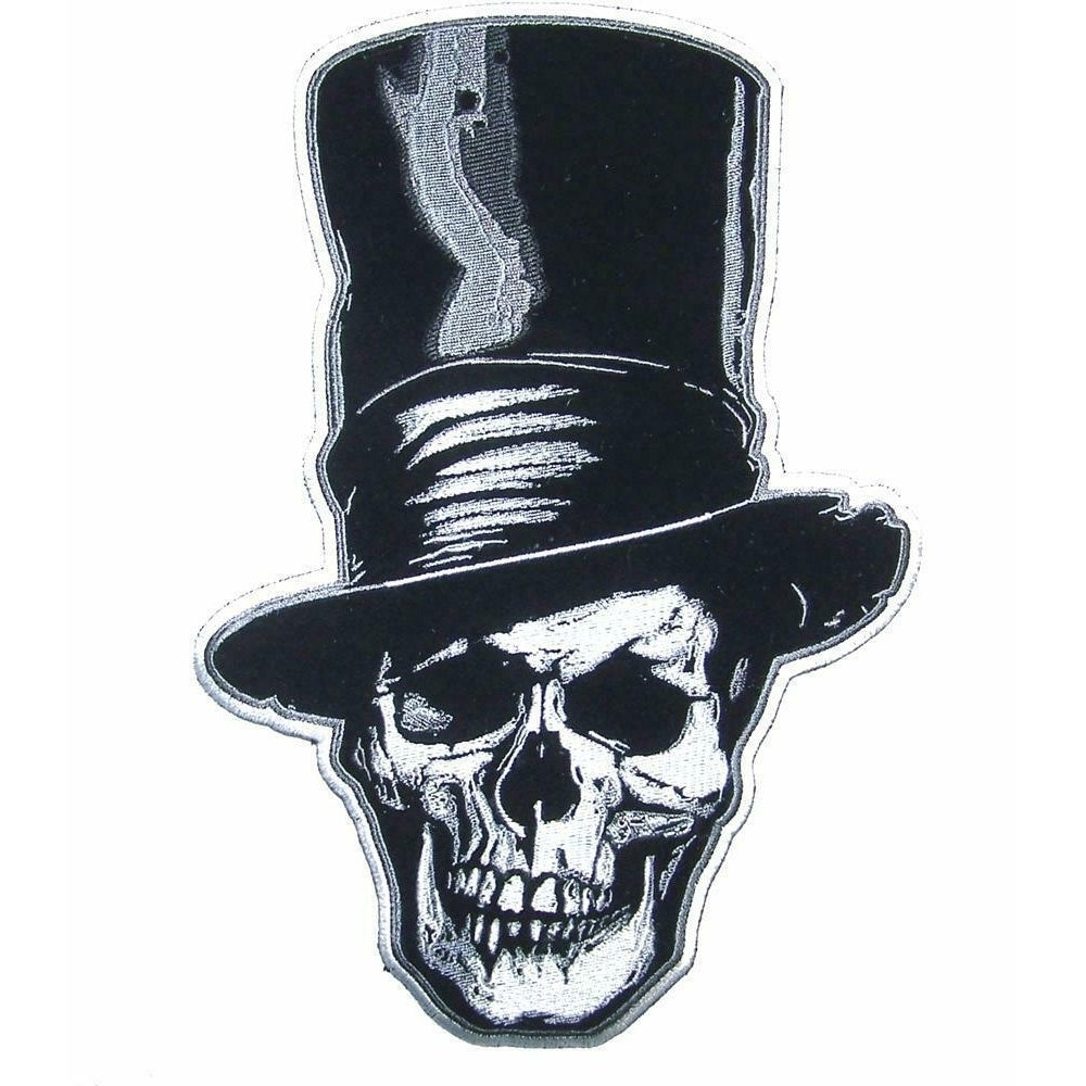 JUMBO 10 IN SKULL TALL STOVE PIPE HAT JACKET BACK PATCH JBP85 patches large Image 1