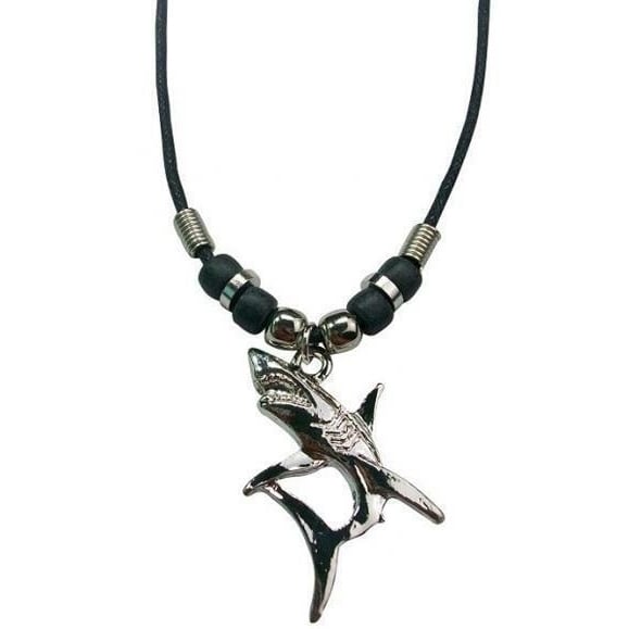 12 SILVER GREAT WHITE SHARK PENDANT ROPE NECKLACE 18 IN unisex BULK LOT 570 Image 1