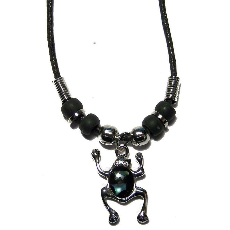 PAUA SHELL FROG PENDANT ROPE NECKLACE beads 18IN men womens 572 JEWELRY Image 1