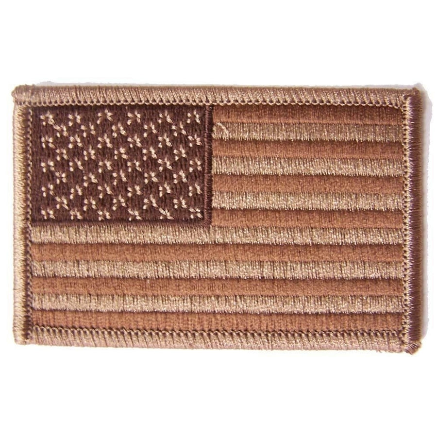 BROWN AMERICAN FLAG left arm PATCH P7031 jacket 3" BIKER EMBROIDERED Image 1