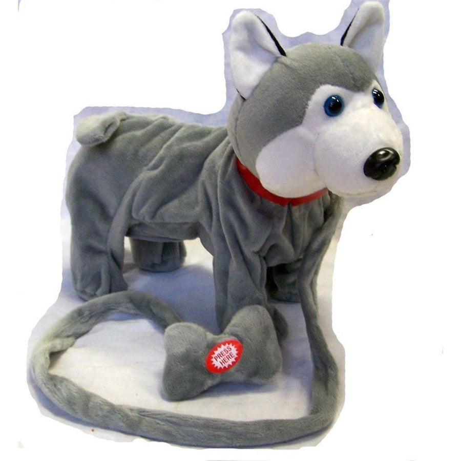 LARGE GREY HUSKY REMOTE CONTROL WALKING DOG WITH SOUND battery operated toy Image 1