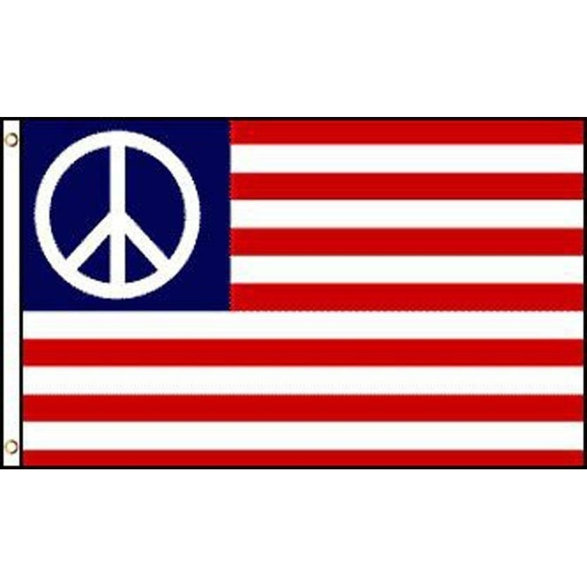 large AMERICAN USA PEACE SIGN 3X5 FLAG hippie banner signs 108 stars and stripes Image 1